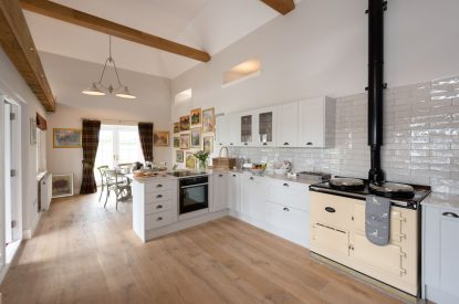 The kitchen dining area at Rowanrigg Steading, Perthshire