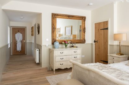 A king sized bedroom at Rowanrigg Steading, Perthshire