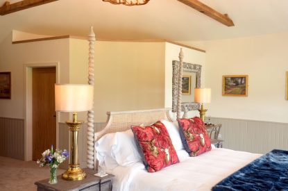 A king sized bedroom at Rowanrigg Steading, Perthshire