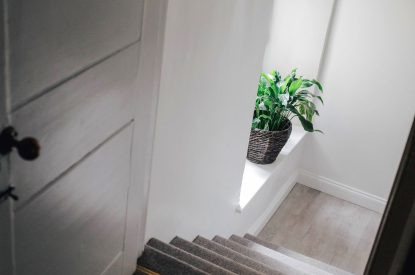 A staircase at Katsura House, Cotswolds