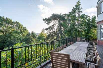 The outdoor dining area at Plas Glan Menai, Anglesey