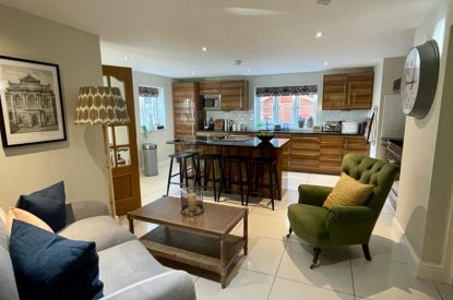The kitchen seating area at Acacia Cottage, Hampshire