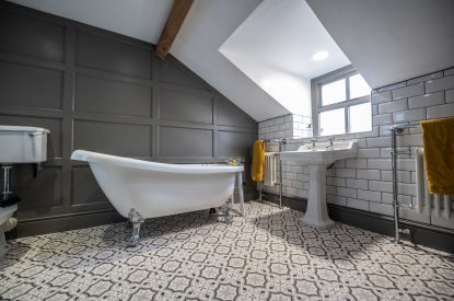 A roll top bath at Mihangel House, Denbighshire