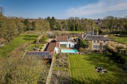View of the gardens at Hockham House, Norfolk Coast