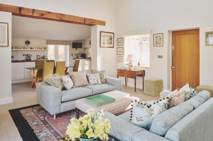 The living room at Hockham Pool House, Norfolk Coast