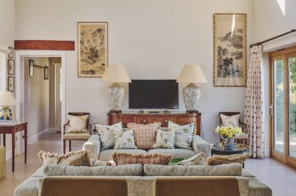 The living room at Hockham Pool House, Norfolk Coast