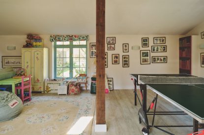 The games room at Hockham Pool House, Norfolk Coast