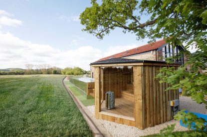 The sauna at Penelope's Tower, Wiltshire