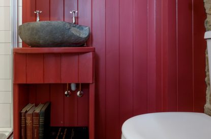 A bathroom at Penelope's Tower, Wiltshire