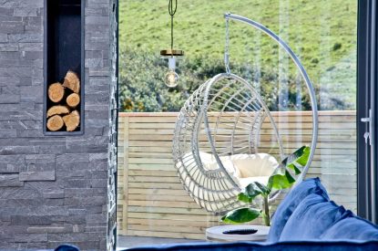 View to the terrace at Seascape House, Cornwall