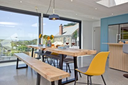 The dining kitchen at Seascape House, Cornwall