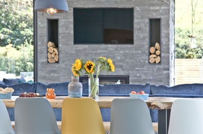 Open plan living area at Seascape House, Cornwall