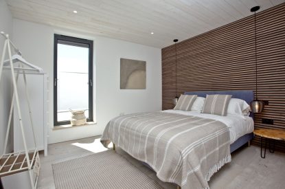 Super king-size bedroom at Seascape House, Cornwall