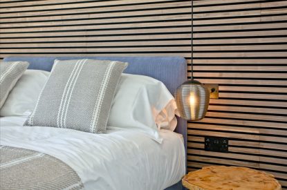 Super king-size bedroom at Seascape House, Cornwall