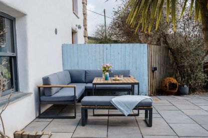 Outdoor seating at Wisteria Farmhouse, Cornwall