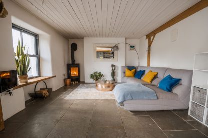The lounge at Wisteria Farmhouse, Cornwall