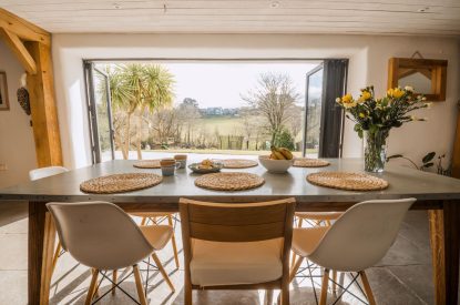 The dining space at Wisteria Farmhouse, Cornwall