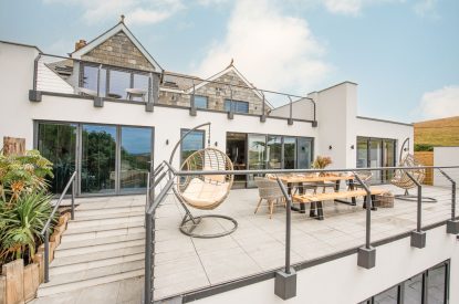The sun terrace at Watergate House, Cornwall