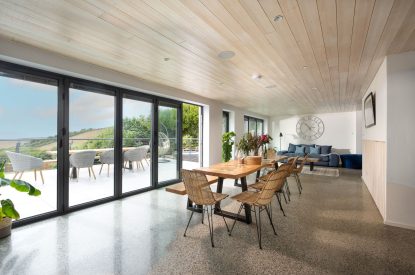 The open plan living space at Watergate House, Cornwall