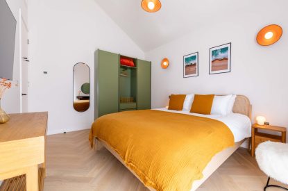 Super king size bedroom at Woodlark, Devon