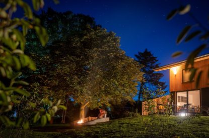 The garden at night at Brackenfell Lodge, Herefordshire