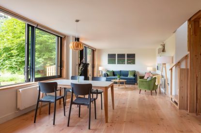 Open plan living space at Cedar Lodge, Herefordshire