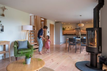 Open plan living space at Cedar Lodge, Herefordshire