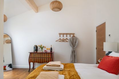 A king size bedroom at Bracken Barn, Devon