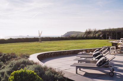 The sun terrace at Ocean View, Cornwall
