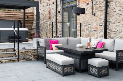 Outdoor seating area at Swn y Nant, Wrexham