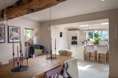 The kitchen dining area at Swn y Nant, Wrexham