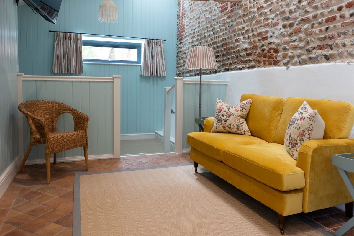 The living room at Sandford Snug, Norfolk Coast