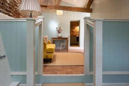 Open plan living space at Sandford Snug, Norfolk Coast