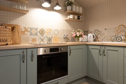 The kitchen at Sandford Snug, Norfolk Coast