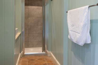 The shower room at Sandford Snug, Norfolk Coast