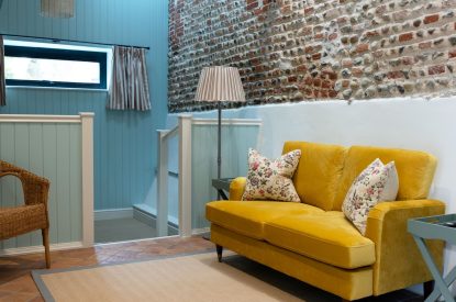 Open plan living space at Sandford Snug, Norfolk Coast