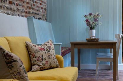 Open plan living space at Sandford Snug, Norfolk Coast