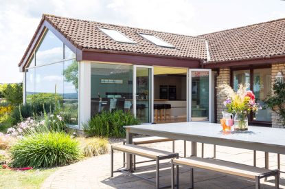 Outdoor dining at Shepherd's Estate, Somerset