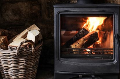 The log burner at Heartview Cottage, Cotswolds