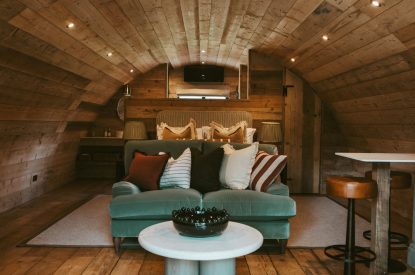 The seating area at Lovage Pyggy, Hampshire