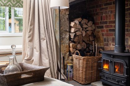 The wood burning stove at Little House, Cotswolds