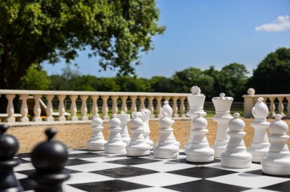 The outdoor chess set at Merry Manor, Essex