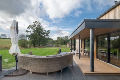 Outdoor seating at Kingfisher Forge, Shropshire