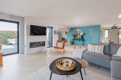 Open plan living space at Tamarind Tide, Cornwall