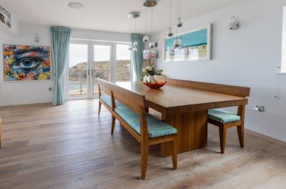 The dining area at Tides Edge, Cornwall