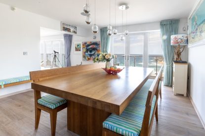 The dining area at Tides Edge, Cornwall