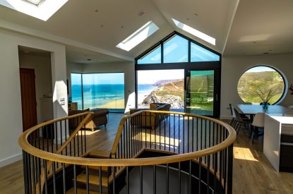 The spiral staircase at Aurora Skies, Cornwall