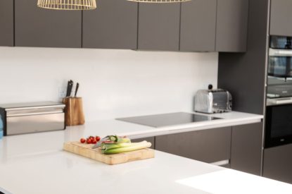 The modern kitchen at Aurora Skies, Cornwall