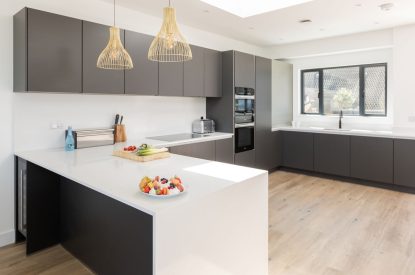 The modern kitchen at Aurora Skies, Cornwall
