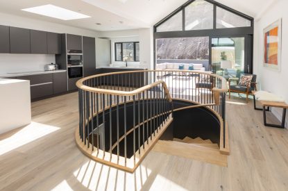 The spiral staircase at Aurora Skies, Cornwall